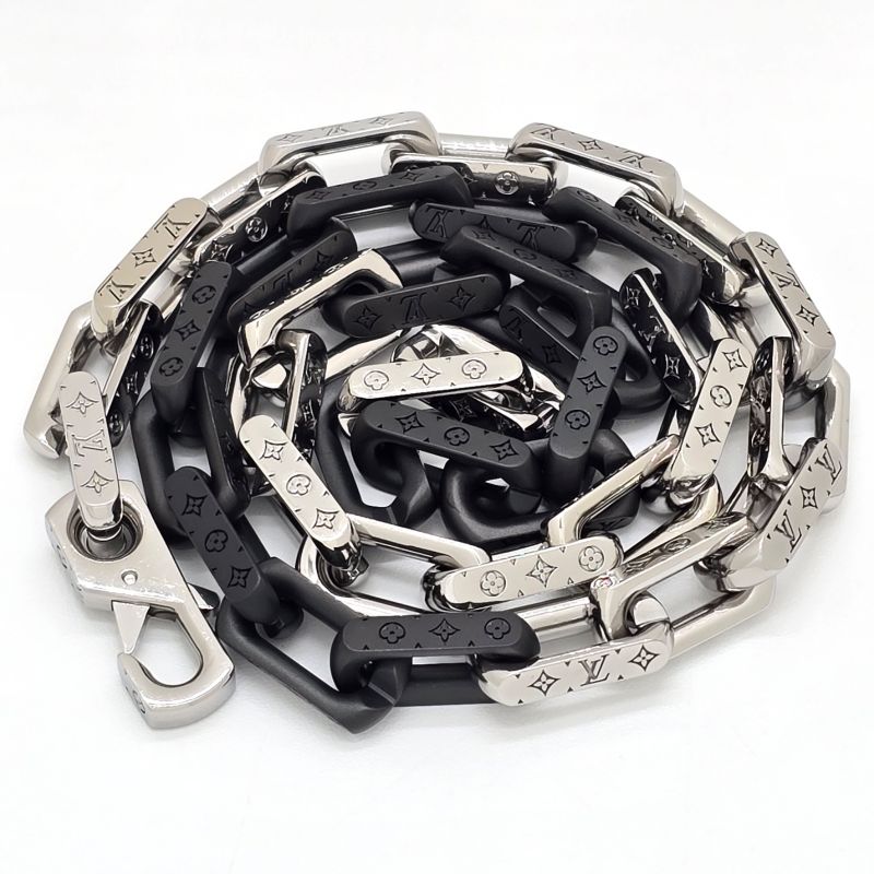 Louis Vuitton Necklace Monogram Chain Silver Black Color Metal Length