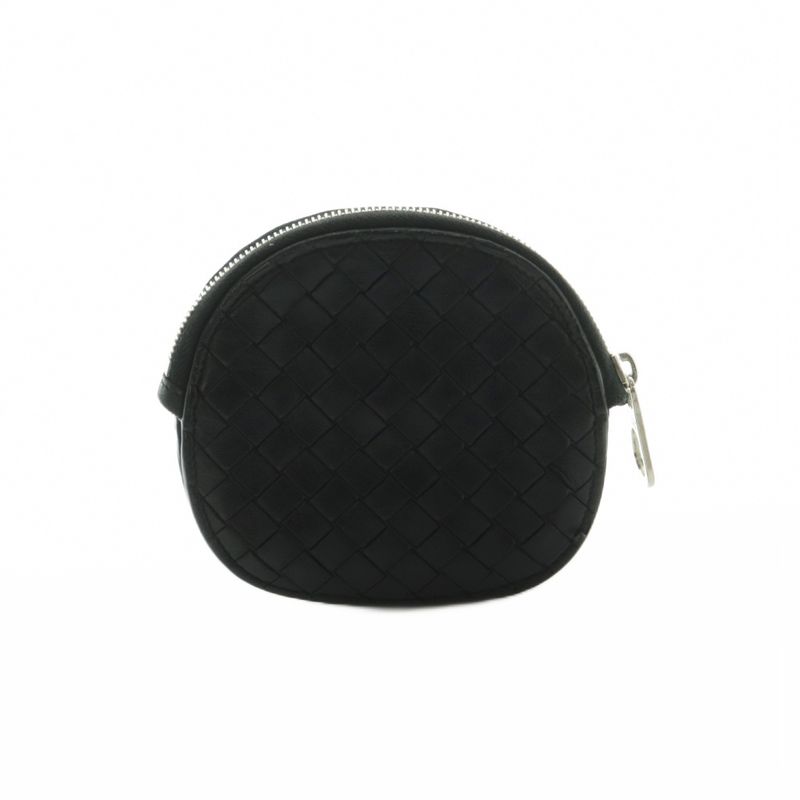 Bottega Veneta Coin Purse Intrecciato Leather Black