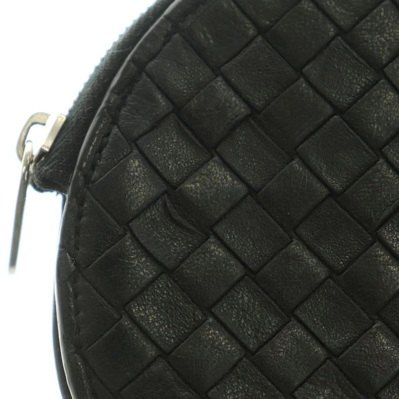 Bottega Veneta Coin Purse Intrecciato Leather Black