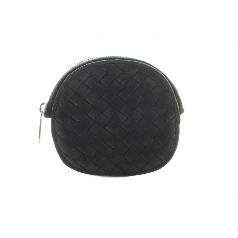 Bottega Veneta Coin Purse Intrecciato Leather Black