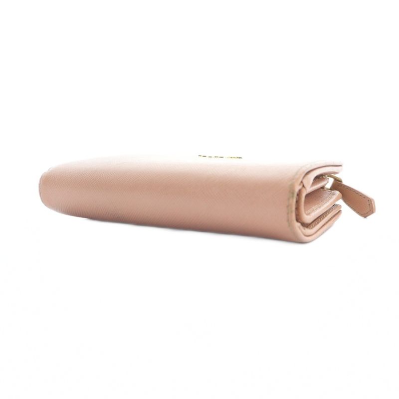 Prada Bifold Wallet Leather Logo Saffiano Pink