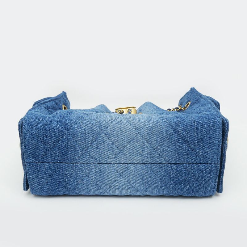 Chanel 25 Mini Handbag Washed Denim Blue Gold