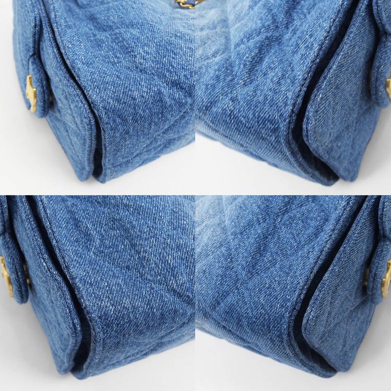 Chanel 25 Mini Handbag Washed Denim Blue Gold