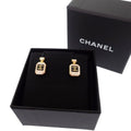 Chanel CC Logo Earrings Metal White Gold