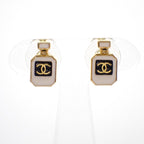 Chanel CC Logo Earrings Metal White Gold