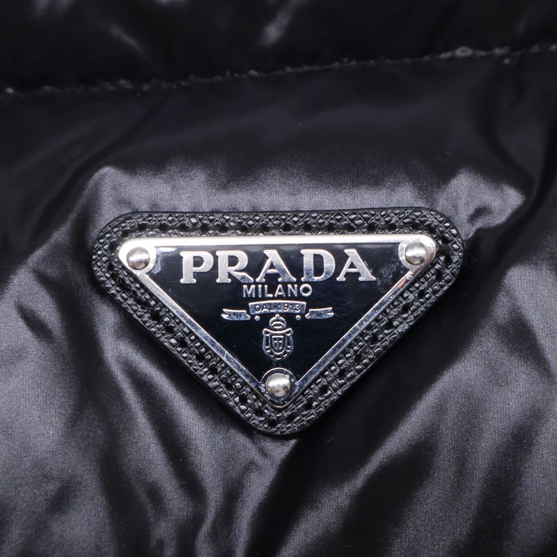 Prada Re-Nylon Cropped 2-Way Down Jacket 36 ) Black