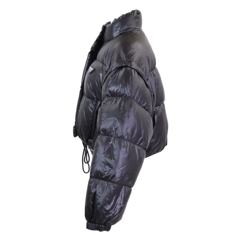 Prada Re-Nylon Cropped 2-Way Down Jacket 36 ) Black