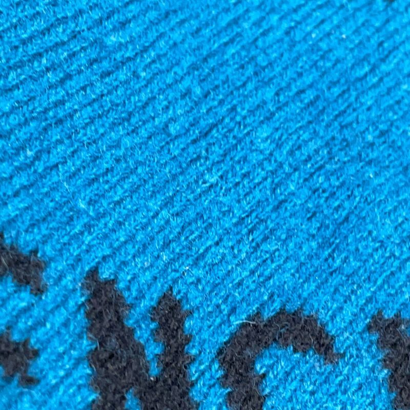 Balenciaga Blue Black Slash Logo Oversized Neck Wool Knit Top )