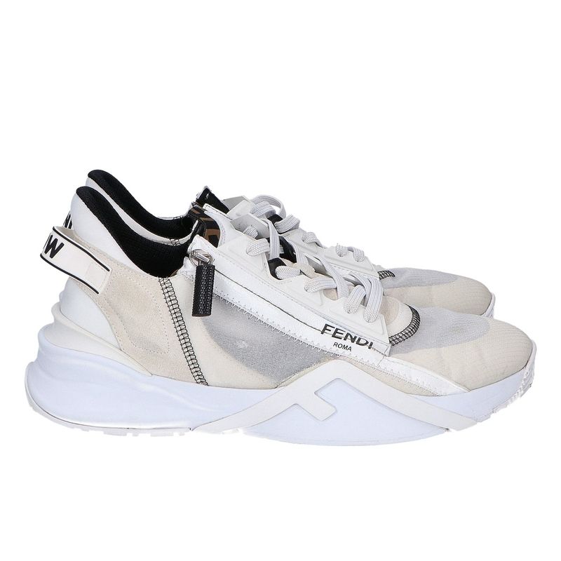 Fendi Flow Shoes Flo Side Zip Sneakers 9 ) White