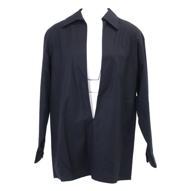 Hermes Cotton Vals Pullover Long Sleeve Shirt 38 Sweater ) Black