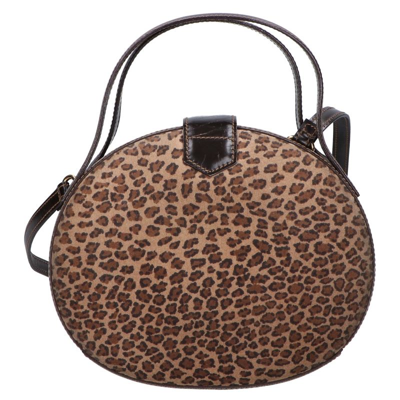 Loewe Vintage Leopard Suede Embossed Anagram 2-Way Shoulder Bag ) Dark Brown