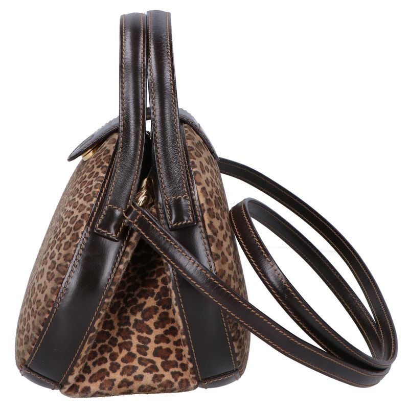 Loewe Vintage Leopard Suede Embossed Anagram 2-Way Shoulder Bag ) Dark Brown