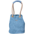 Prada Calf Suede Re-Nylon Lining Marina Small Bucket Bag ) Astral Blue