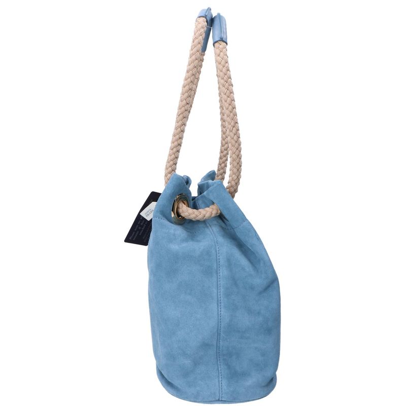 Prada Calf Suede Re-Nylon Lining Marina Small Bucket Bag ) Astral Blue