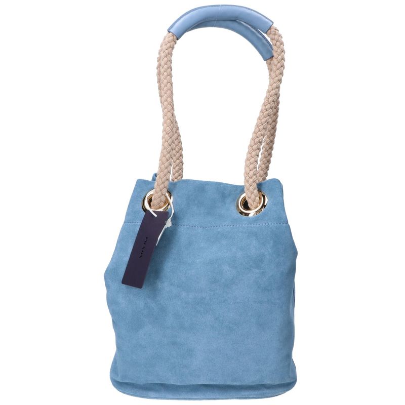 Prada Calf Suede Re-Nylon Lining Marina Small Bucket Bag ) Astral Blue