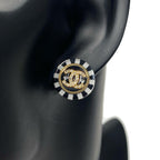 Chanel Earrings CC Logo Circle C Stone