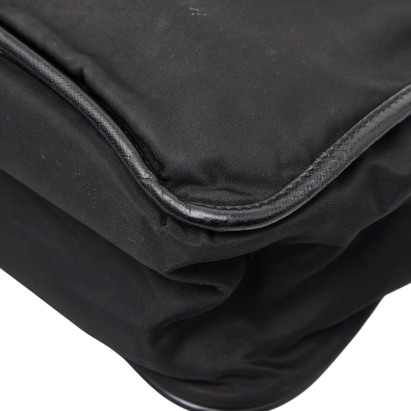 Prada Crossbody Shoulder Bag Black Nylon Saffiano Leather
