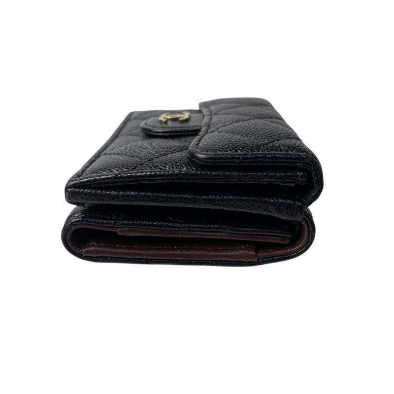 Chanel CC Logo Caviar Leather Trifold Wallet