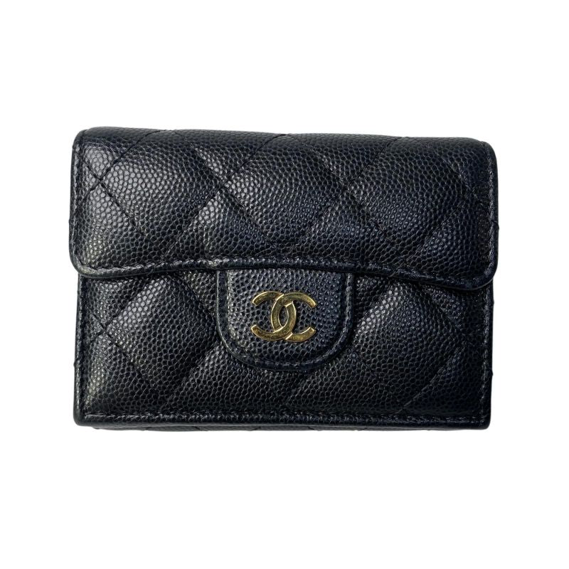 Chanel CC Logo Caviar Leather Trifold Wallet