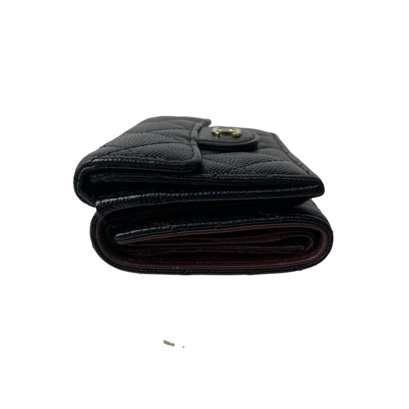 Chanel CC Logo Caviar Leather Trifold Wallet