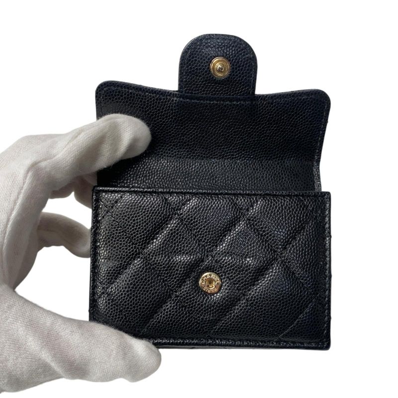 Chanel CC Logo Caviar Leather Trifold Wallet