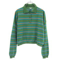 Loewe Cropped Wide Border Knit Polo Shirt Green