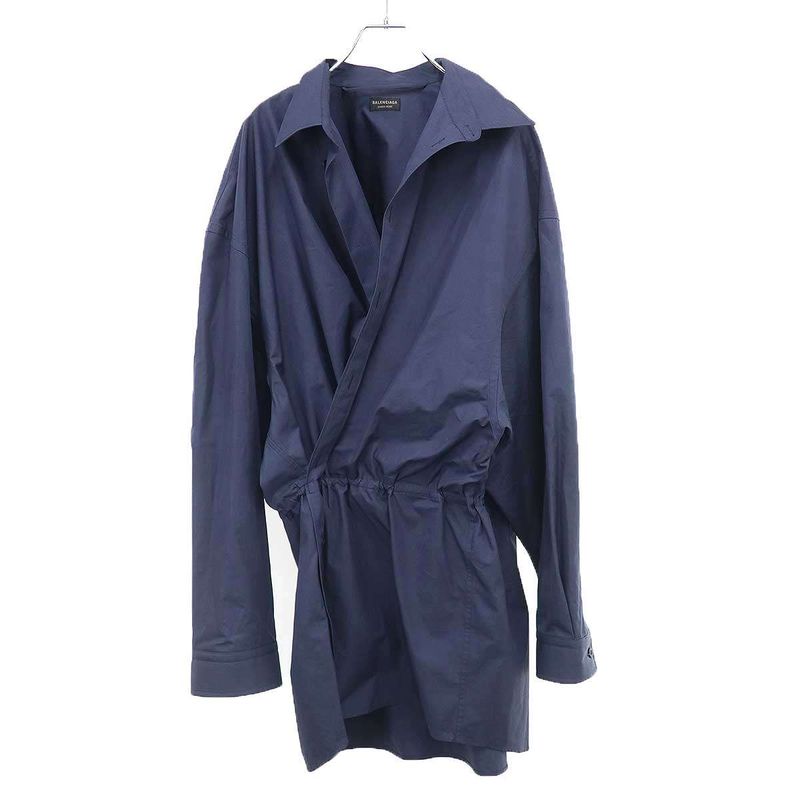 Balenciaga Mini Shirt Dress Overshirt Navy 34