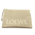 Loewe Oblong Pouch Logo Jacquard Beige