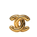 Chanel Quilted CC Logo Vintage Brooch Gold Plated