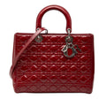 Dior Cannage Lady Dior Large 2-Way Shoulder Bag Red Enamel