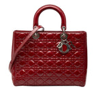 Dior Cannage Lady Dior Large 2-Way Shoulder Bag Red Enamel
