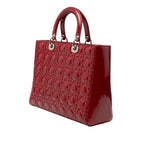 Dior Cannage Lady Dior Large 2-Way Shoulder Bag Red Enamel