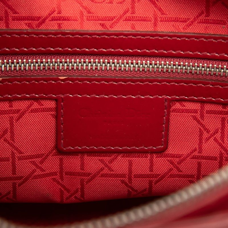 Dior Cannage Lady Dior Large 2-Way Shoulder Bag Red Enamel
