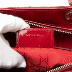 Dior Cannage Lady Dior Large 2-Way Shoulder Bag Red Enamel
