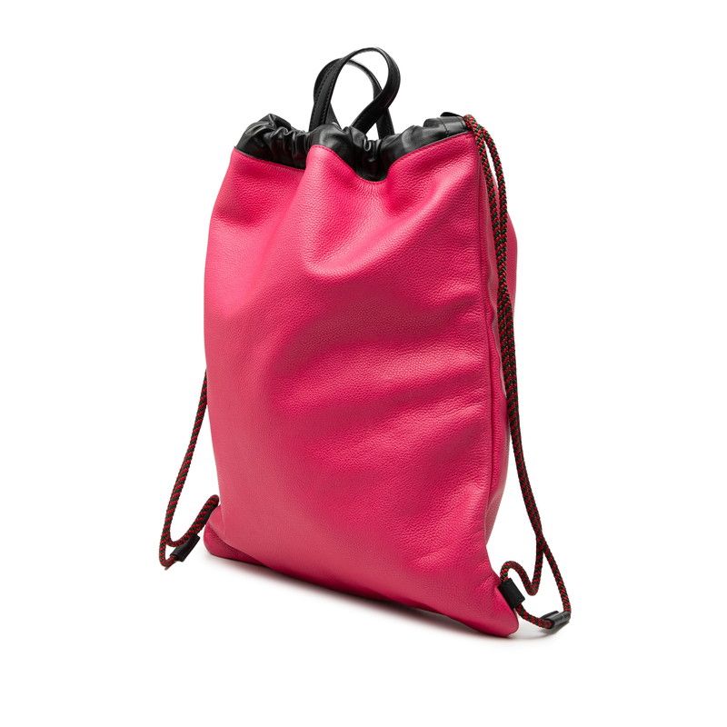 Gucci Print Backpack Drawstring Nap Sac Pink Black Leather