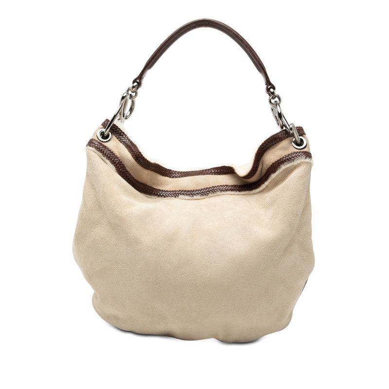 Loewe Shoulder Bag Beige Brown Mouton Leather