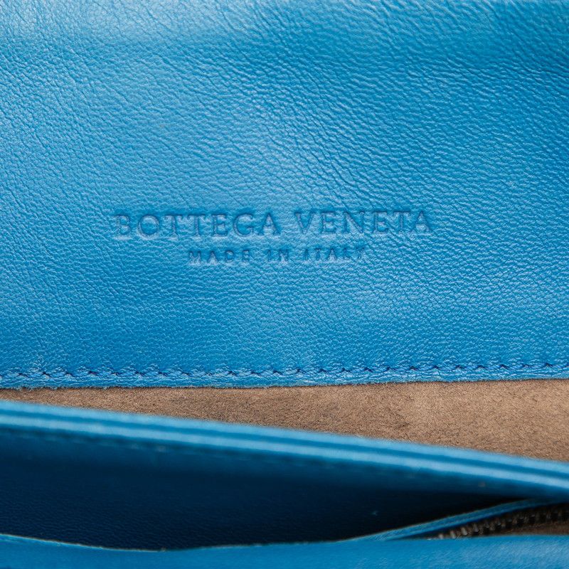 Bottega Veneta Intrecciato Olympia Crossbody Chain Shoulder Bag Blue Leather