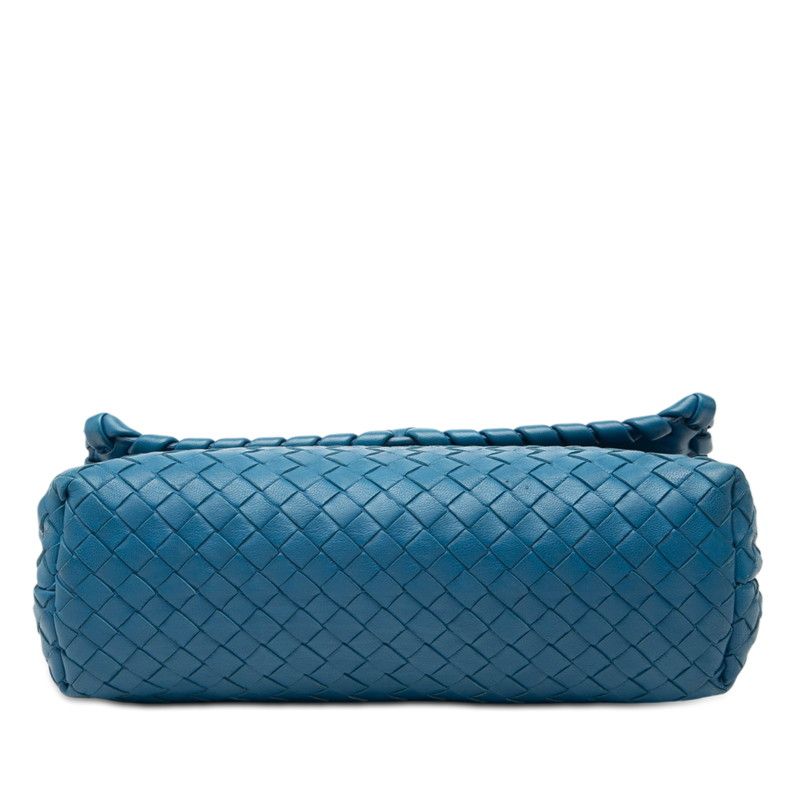 Bottega Veneta Intrecciato Olympia Crossbody Chain Shoulder Bag Blue Leather