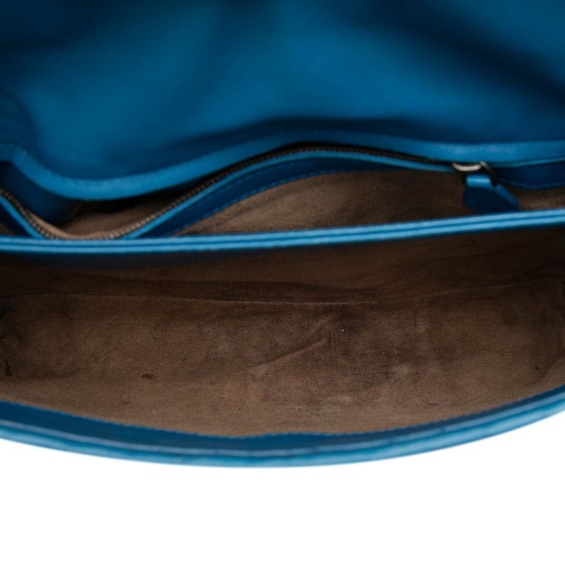 Bottega Veneta Intrecciato Olympia Crossbody Chain Shoulder Bag Blue Leather