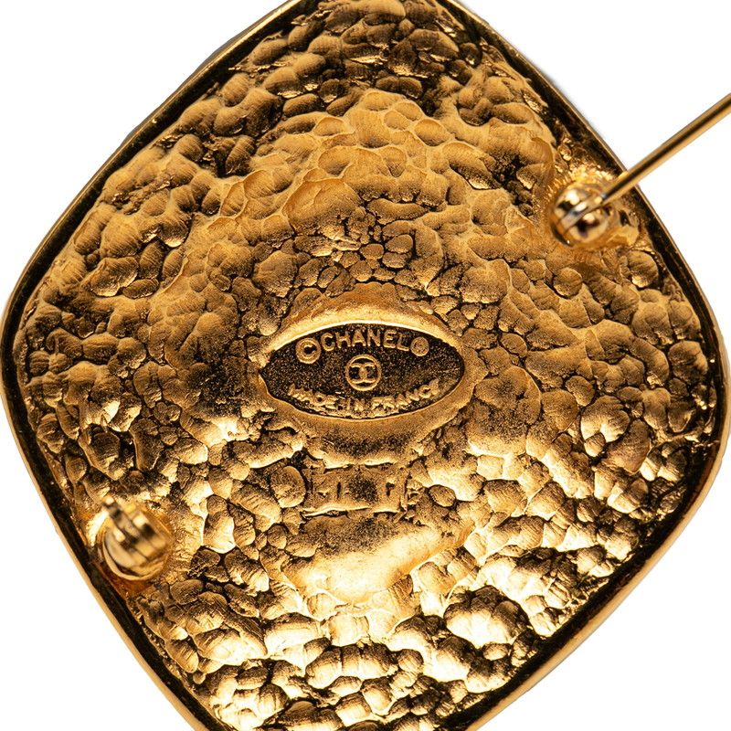 Chanel Vintage Diamond Arabesque Gold Plated Brooch