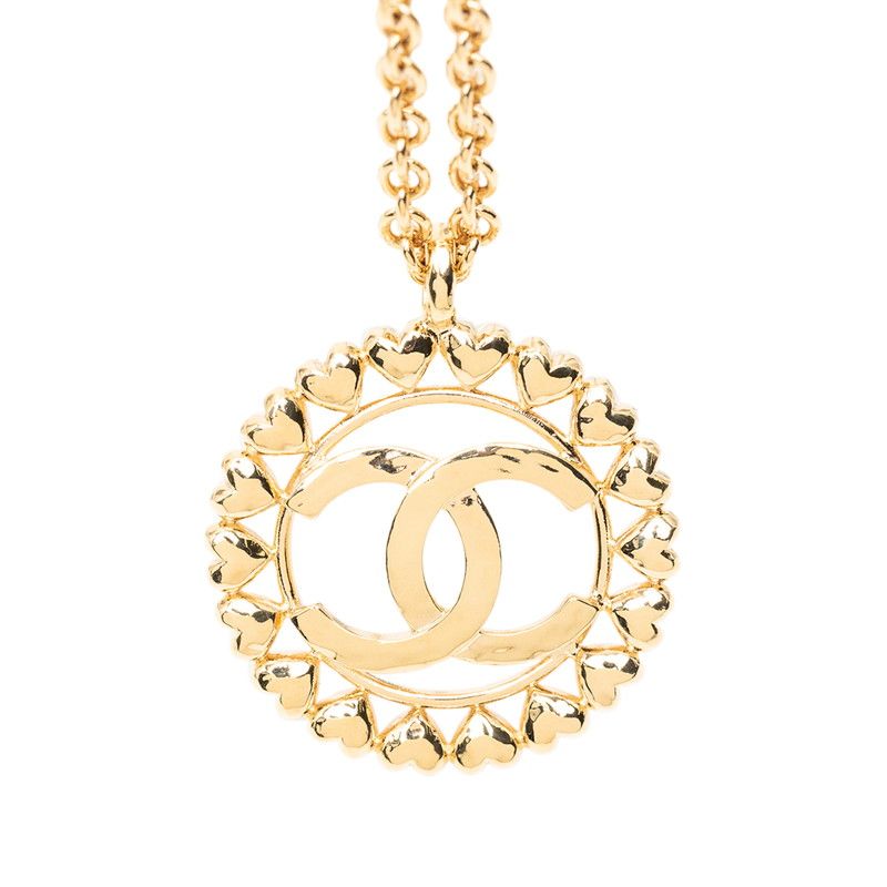 Chanel CC Logo Heart Motif Gold Plated