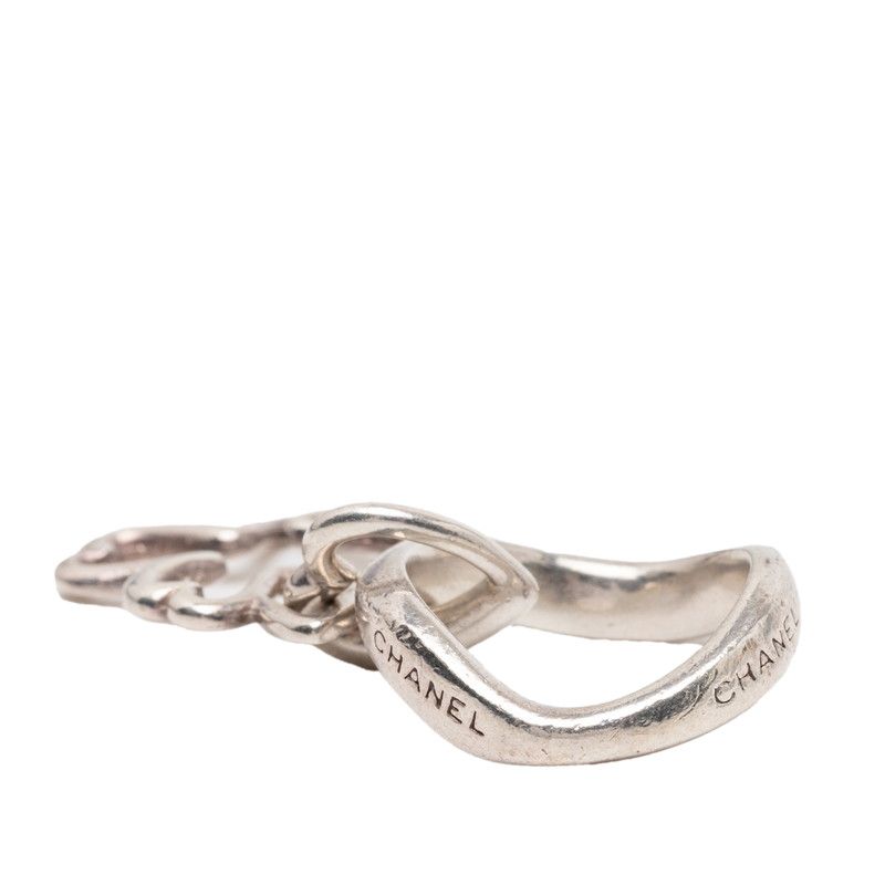 Chanel Clover Motif Silver Metal Ring