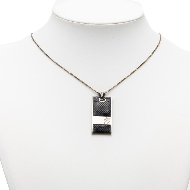Louis Vuitton Damier Graphite Pendentif Soho Noir Black Metal Necklace