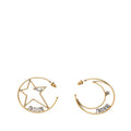 Dior J'adior Moon & Star Hoop Earrings Gold Silver Plated Metal
