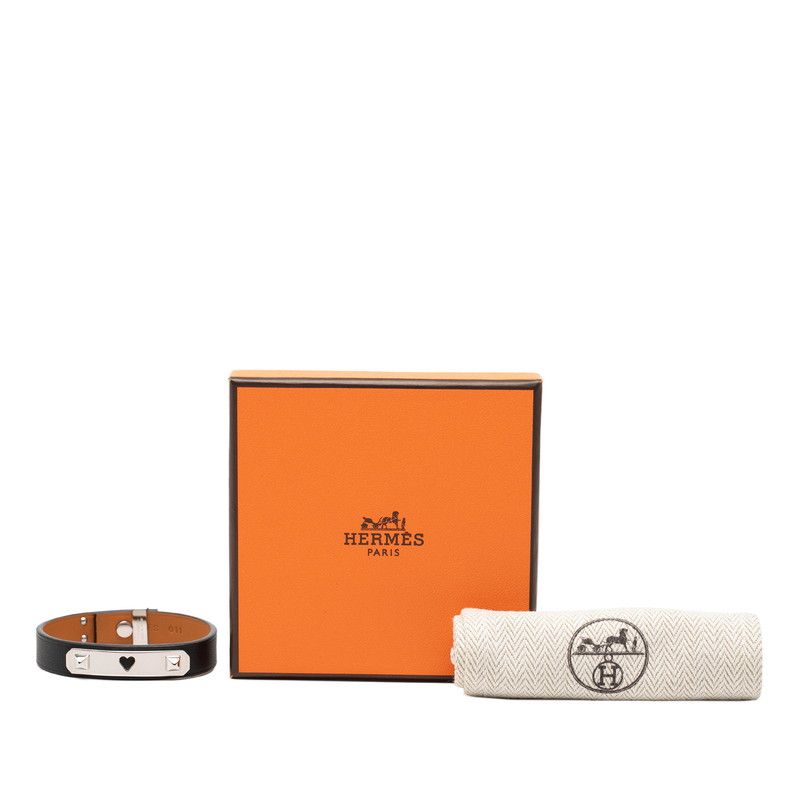 Hermes As de Coule Bracelet Black Silver Swift Metal