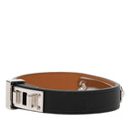 Hermes As de Coule Bracelet Black Silver Swift Metal