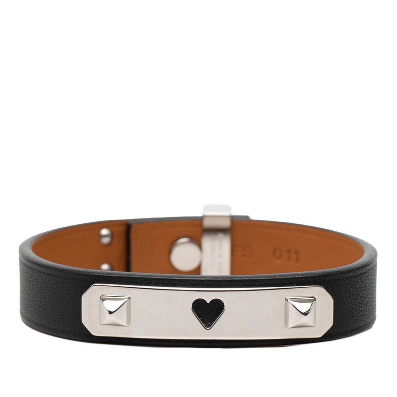 Hermes As de Coule Bracelet Black Silver Swift Metal