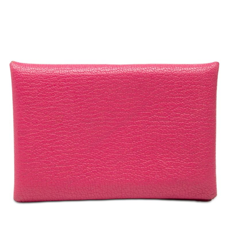 Hermes Calvi Card Case Pink Chevre