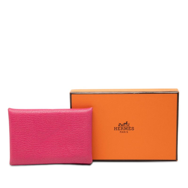 Hermes Calvi Card Case Pink Chevre