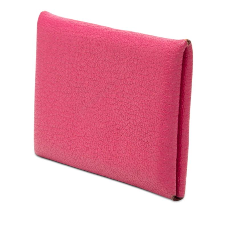 Hermes Calvi Card Case Pink Chevre